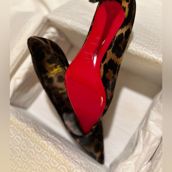 Christian Louboutin NEW Kate Pump👠NIB 85mm Kitty Leopard Print Pony Hair SZ 38 - Picture 8 of 13